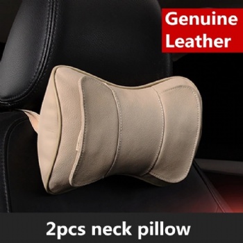 Top Layer Cowhide Leather Car Neck Pillow Genuine Leather
